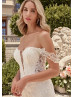 Detachable Straps Beaded Ivory Lace Tulle Wedding Dress